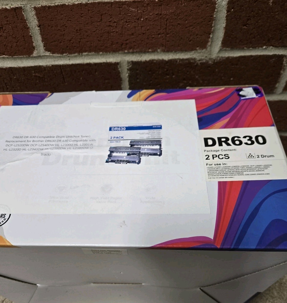 DR630 Replacement Drum Unit(No Toner)for Brother HL-L2380DW DCP-L2540DW Printers