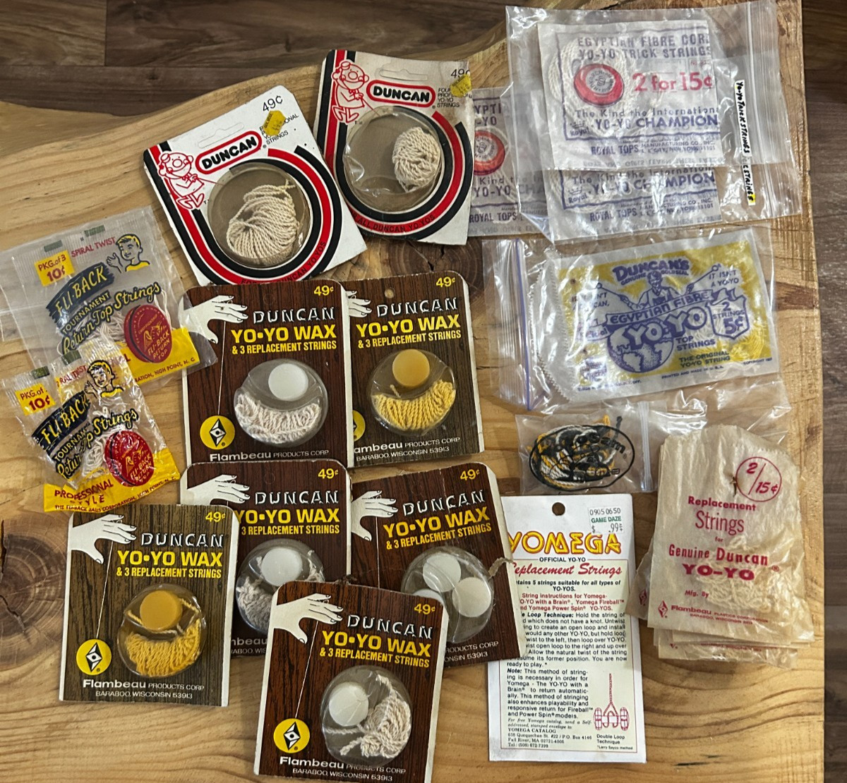 24 piece Vintage  Yo-Yo string lot  Includes wax and multiple brands of string