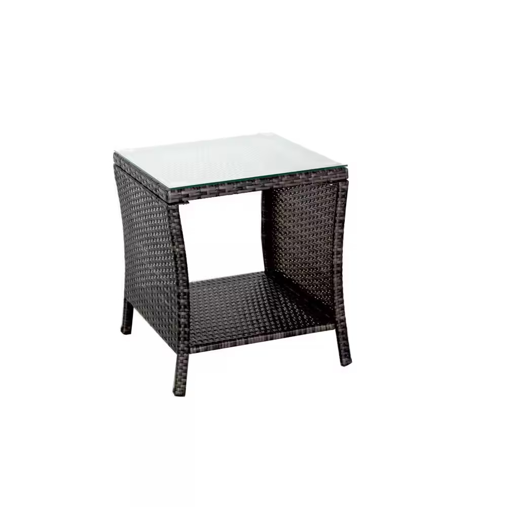 1-Piece Hot Selling 19 In. Outdoor Side Table with Clear Tempered Glass for Pati