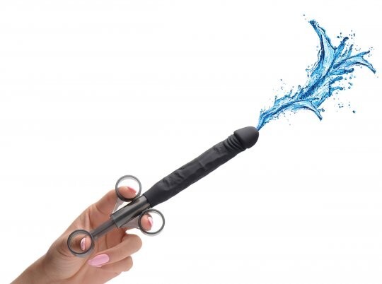 Jizz Shooter Silicone Dildo Lubricant Launcher Big Black Cock Lube Ribbed Veined