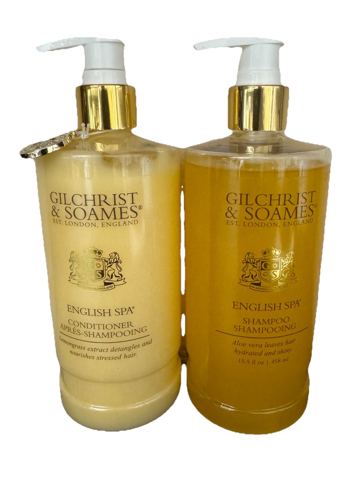 Gilchrist & Soames ENGLISH SPA Shampoo Conditioner set 15.5oz Retail Pump Bottle