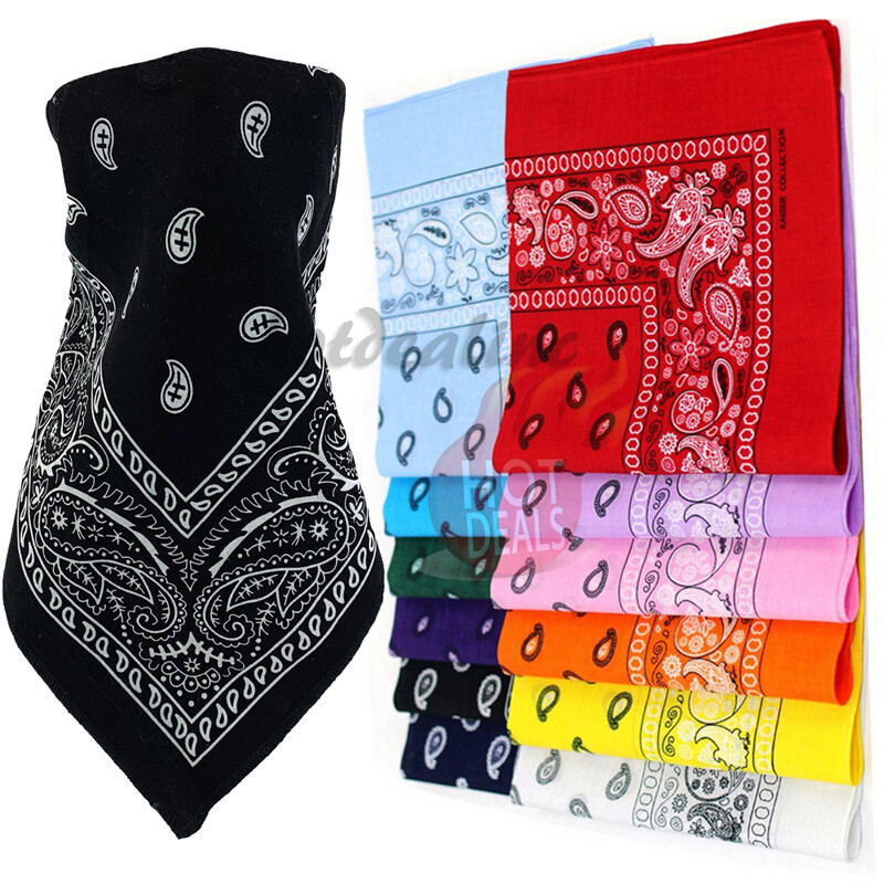 Women Men's Bandana Scarves Paisley Head Face Mask Wrap Scarf 100% Cotton