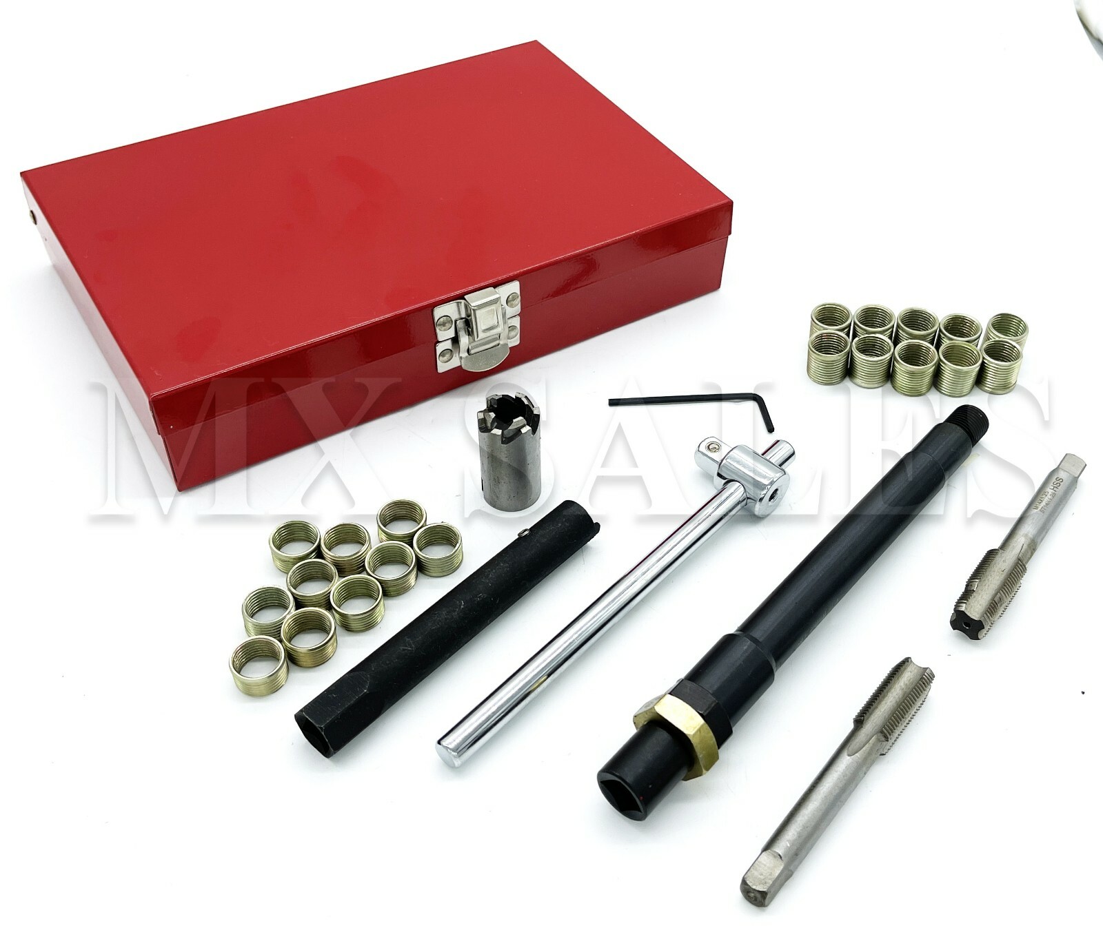 New 26pc Spark Plug Thread Repair Kit M14 x 1.25 w/ Metal Case