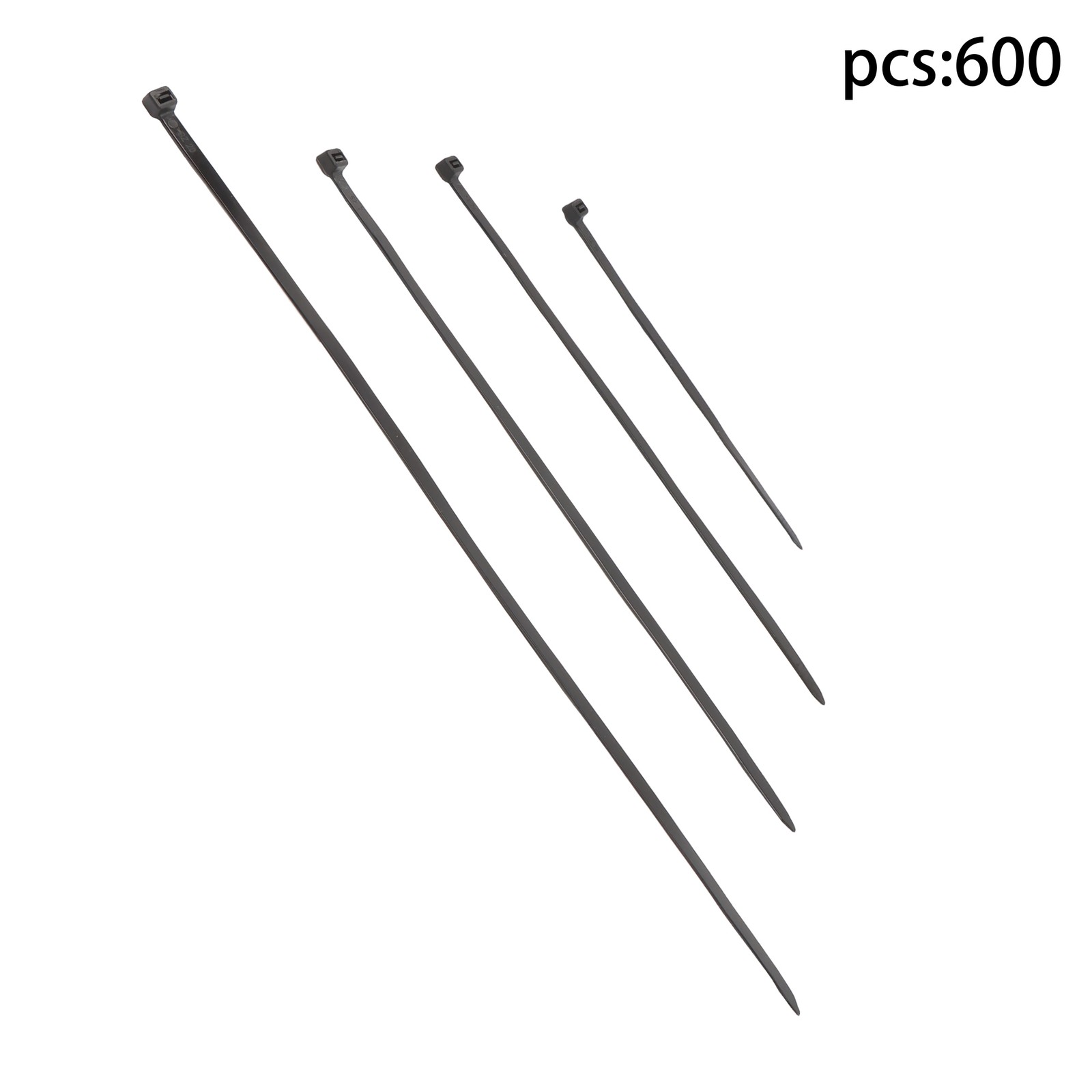 600 Pcs Self-locking Cable Ties Heavy Duty Assorted Sizes 8"+12"+14"+18" Nylon