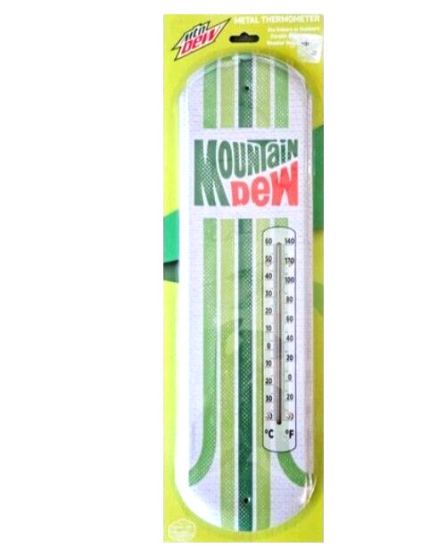 Mountain Dew Thermometer 5" X 17" NEW 22 Gauge Retro Vintage Look Indoor-Outdoor