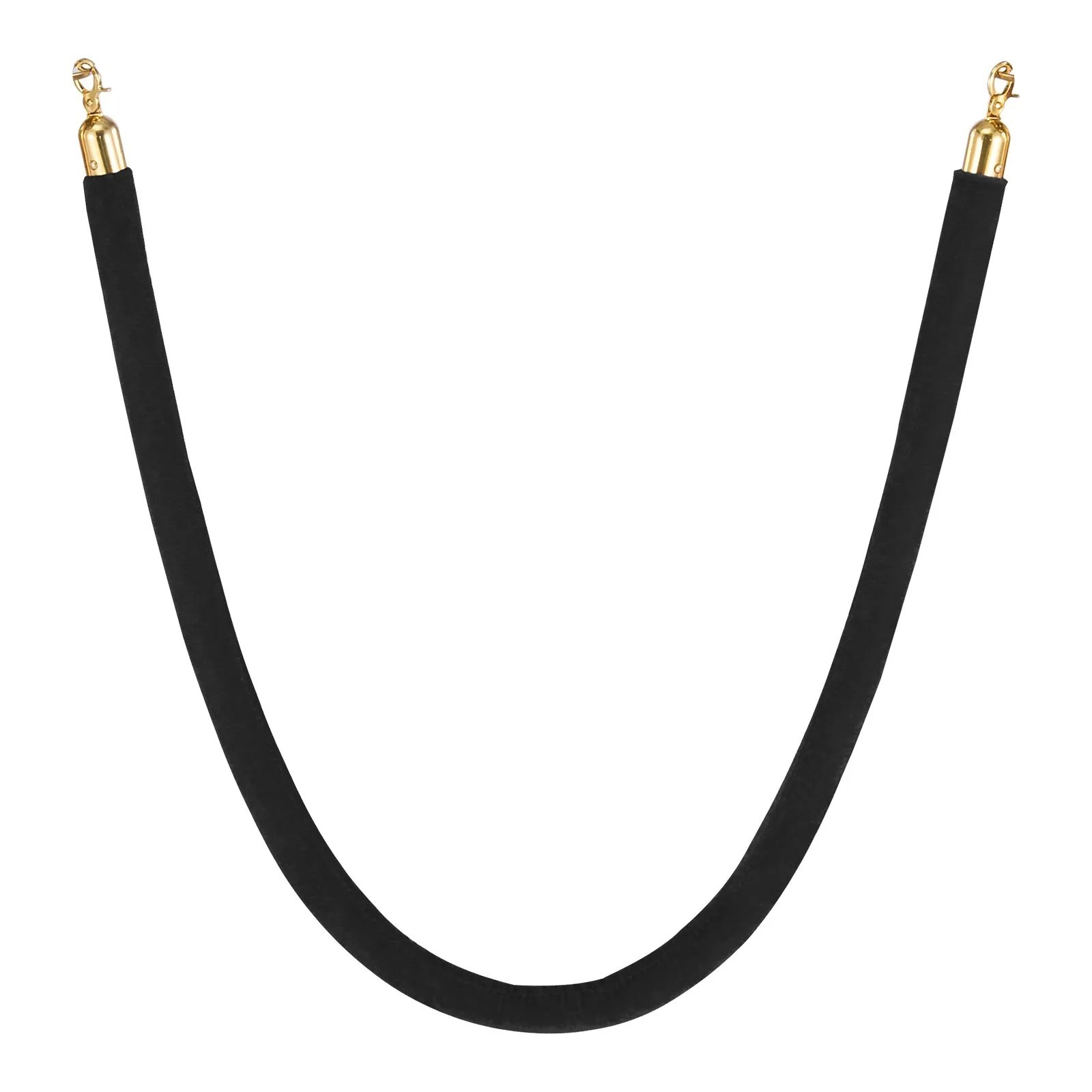 2 Black Velvet Stanchion Ropes, 5 ft with Gold Hooks for Crowd Control