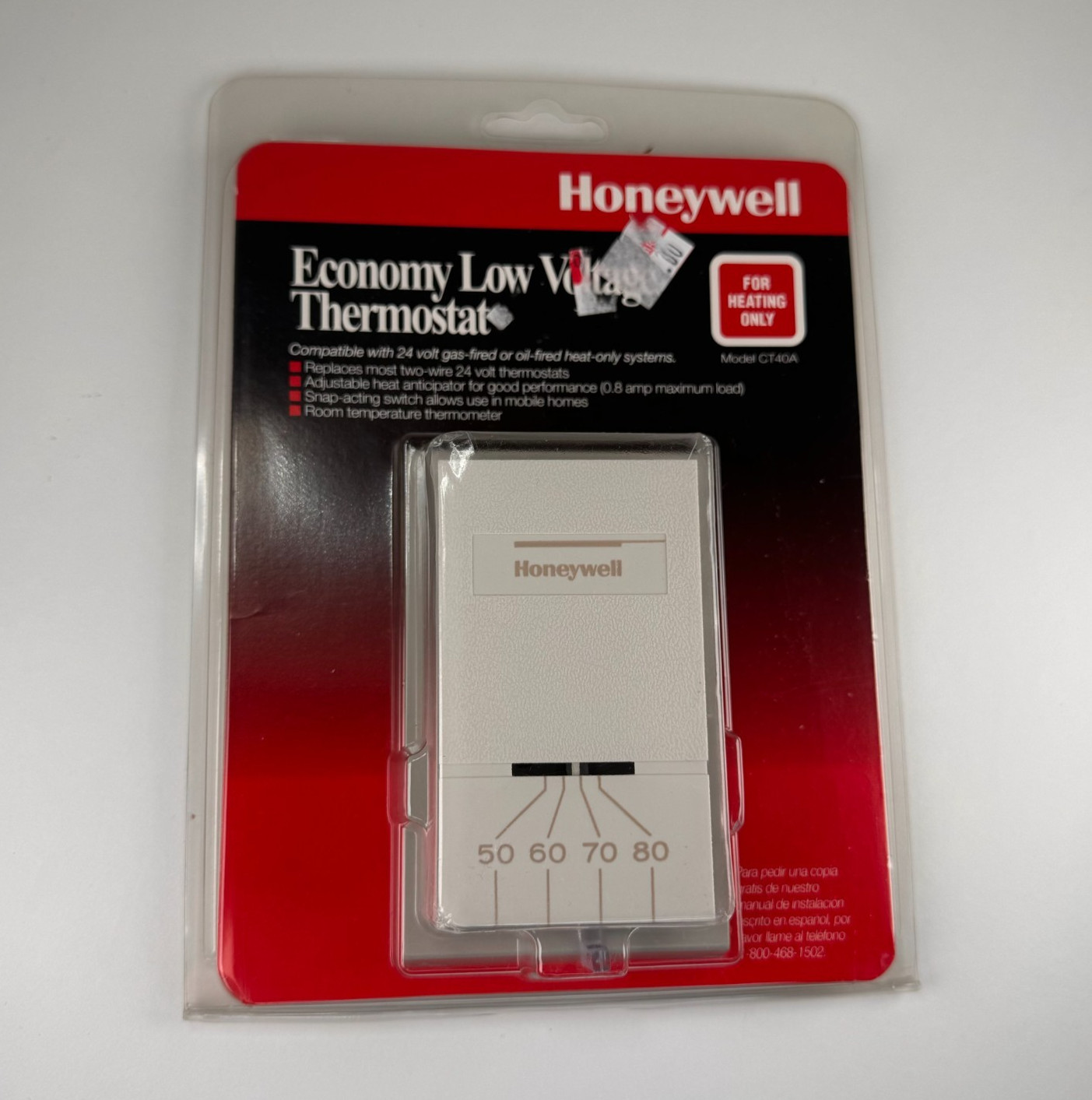 Vintage Honeywell Gas or Fire Heat Only Thermostat  CT40A 24 Volt Low Voltage