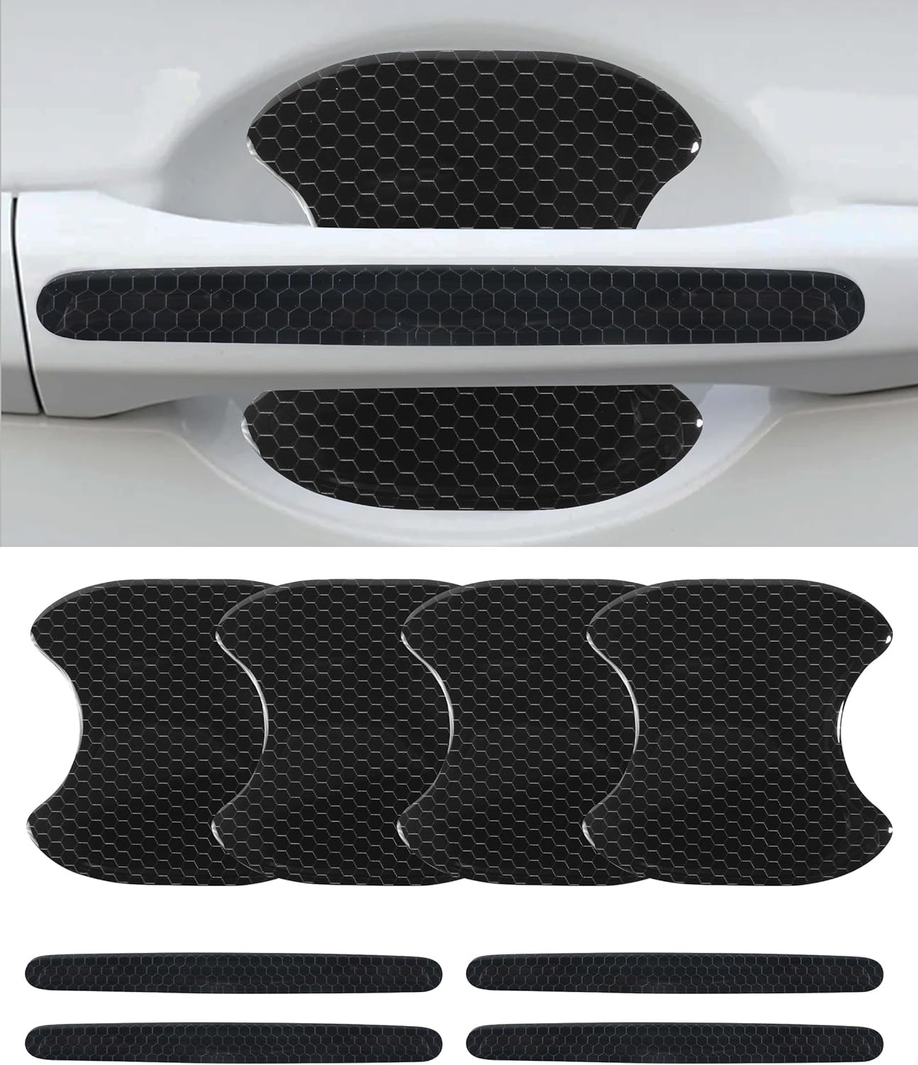 8PCS Car Door Handle Protector, Car Accessories Reflective Anti-Scratch Auto Doo