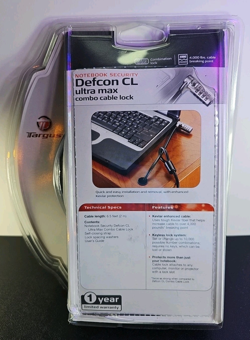TARGUS Computer Defcon CL ULTRA MAX Combo Cable Lock, Notebook Security [NEW]