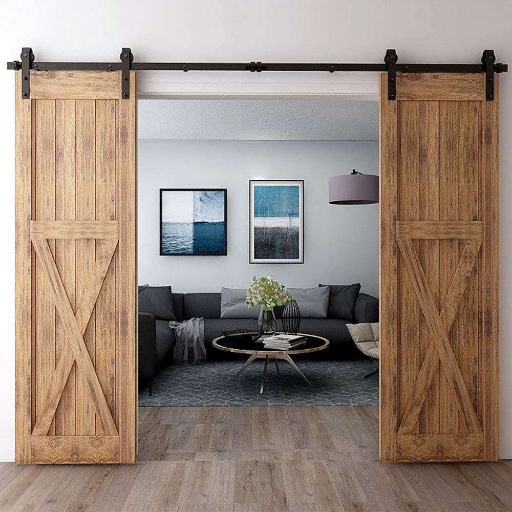 4-20FT Rustic Sliding Barn Wood Door Hardware Track Kit For Single/Double Doors