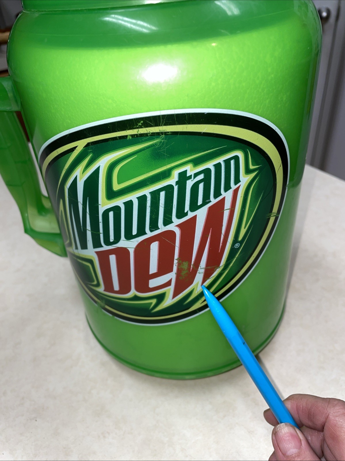Vtg Whirley Mountain Dew XM-100oz Insulated Travel Mug w Lid, Straw & Handle
