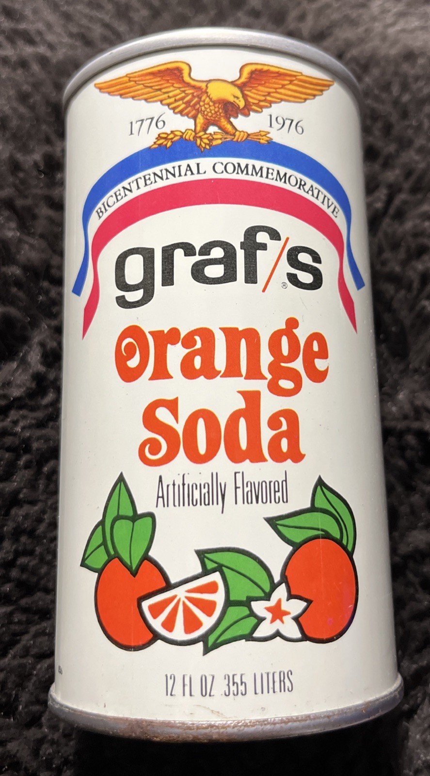 Grafs Orange soda can Bicentennial Can 1976 Featuring 34 Star Union Flag
