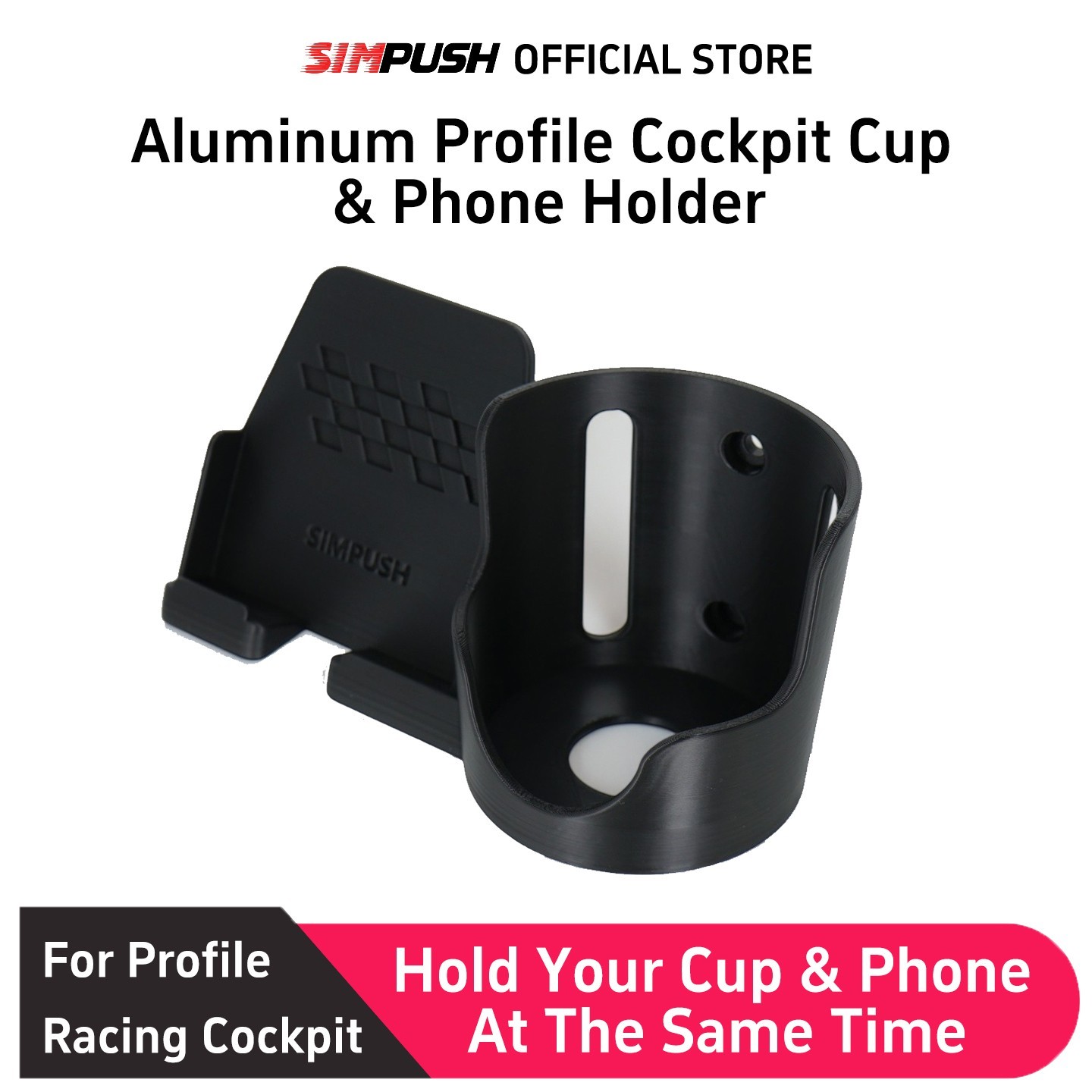 SIMPUSH Aluminum Profile Sim Rig Cup & Phone Holder SIM Racing Simulator Cockpit