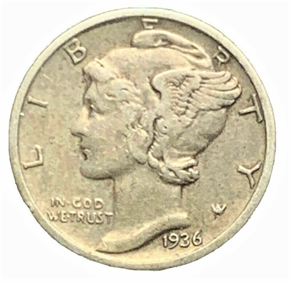1936 P Mercury Dime circulated 90% Silver Extra Fine XF