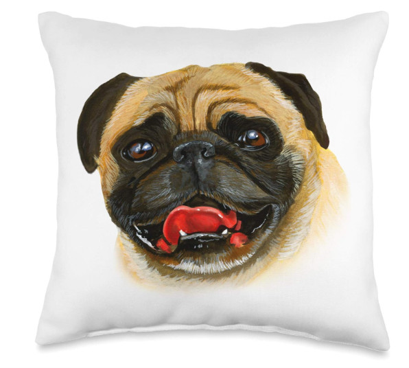 Pug Dog Breed Throw Pillow 2 Sizes. Ships FREE