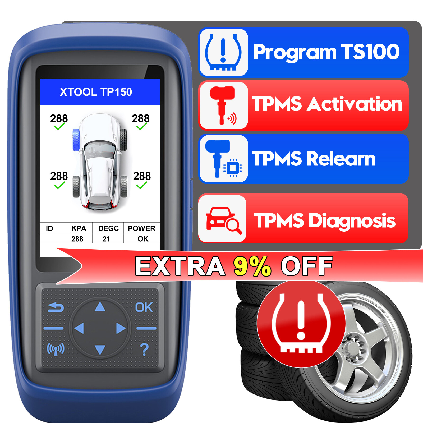 2024 XTOOL TP150 TPMS Programming Tool Car Tire Pressure Sensor Program Relearn