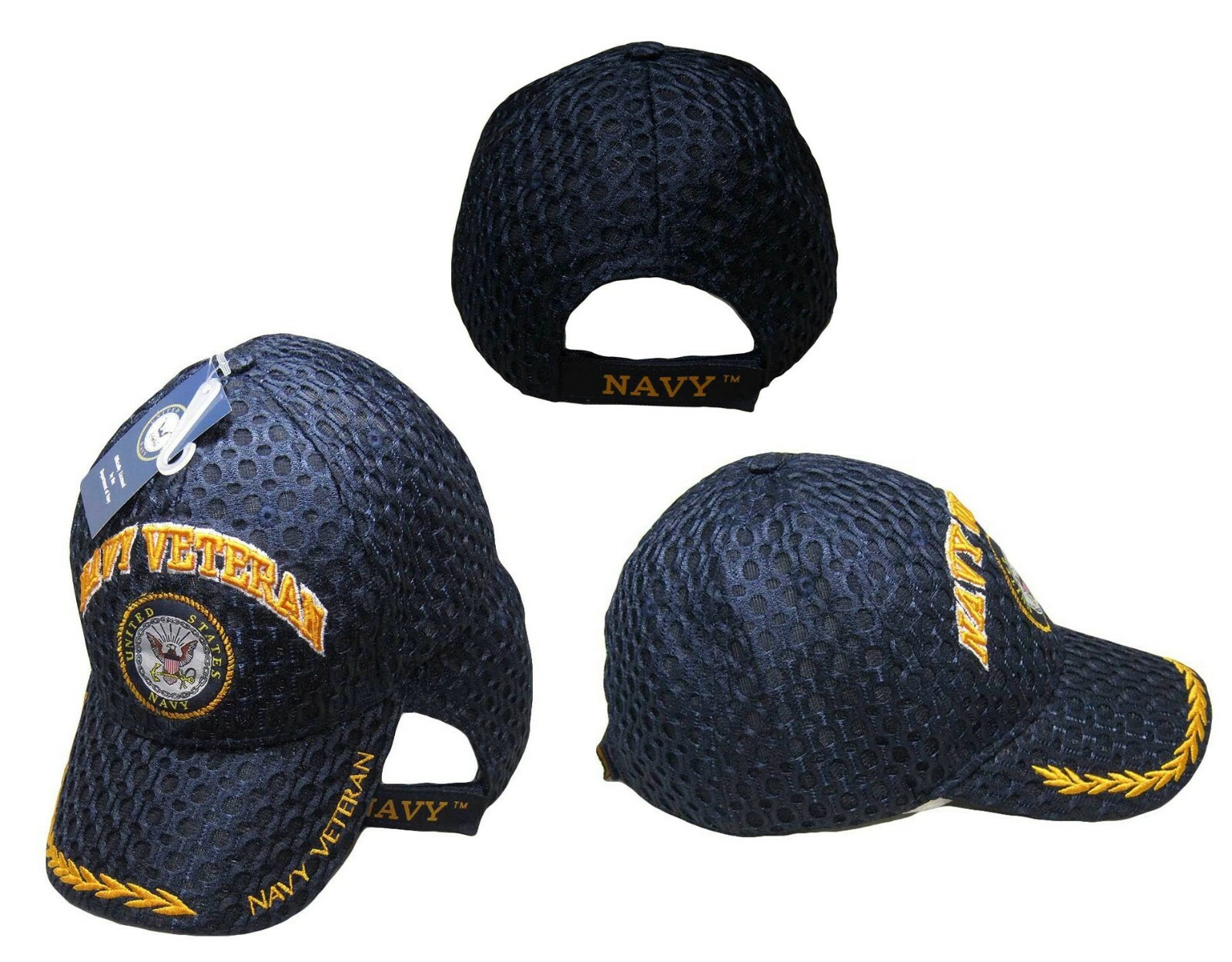 US Navy Veteran Blue Ball Cap Baseball Cap (Licensed) Mesh Textured CAP592A Hat