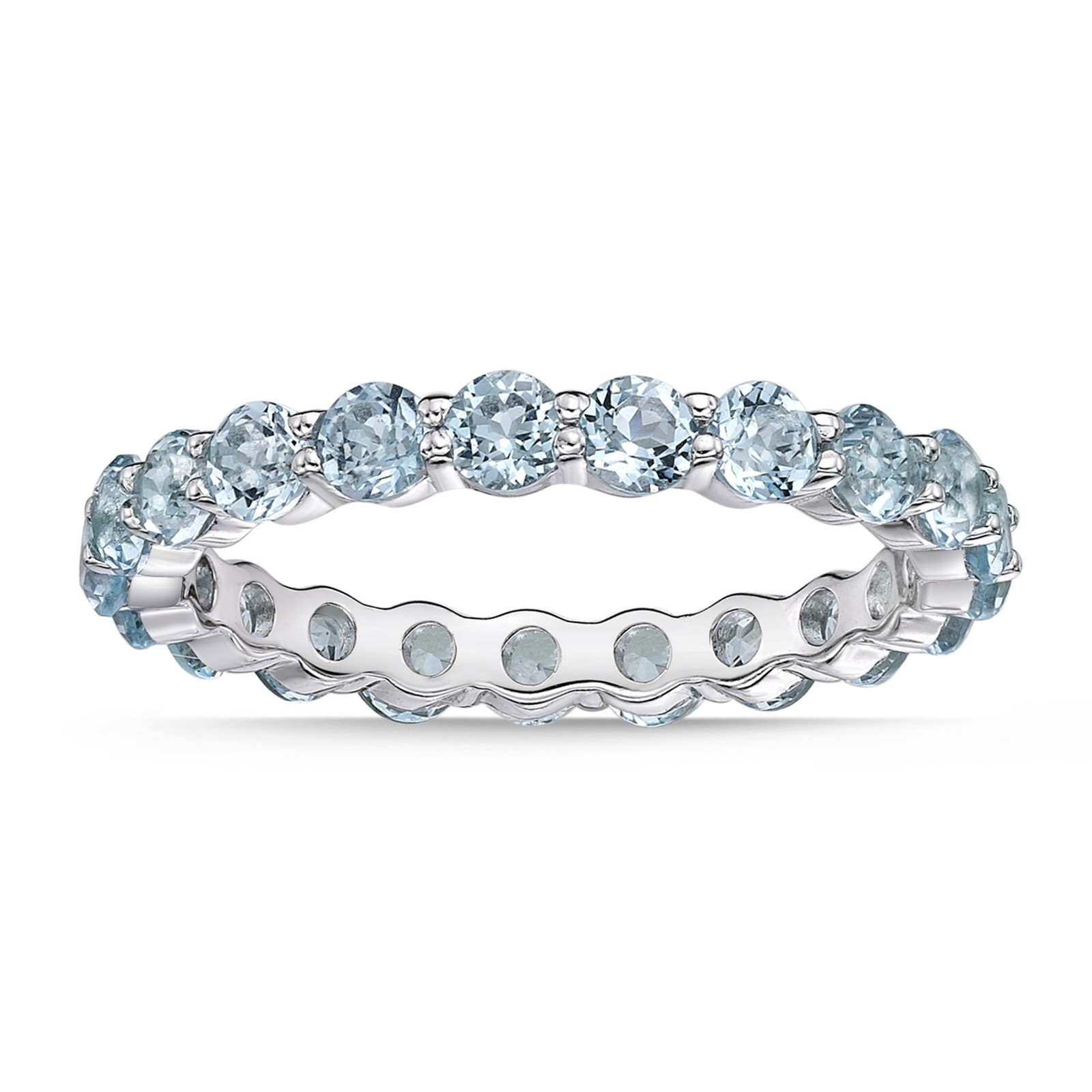 2.20 Round Blue Topaz 925 Sterling Silver Ring, Size - 8