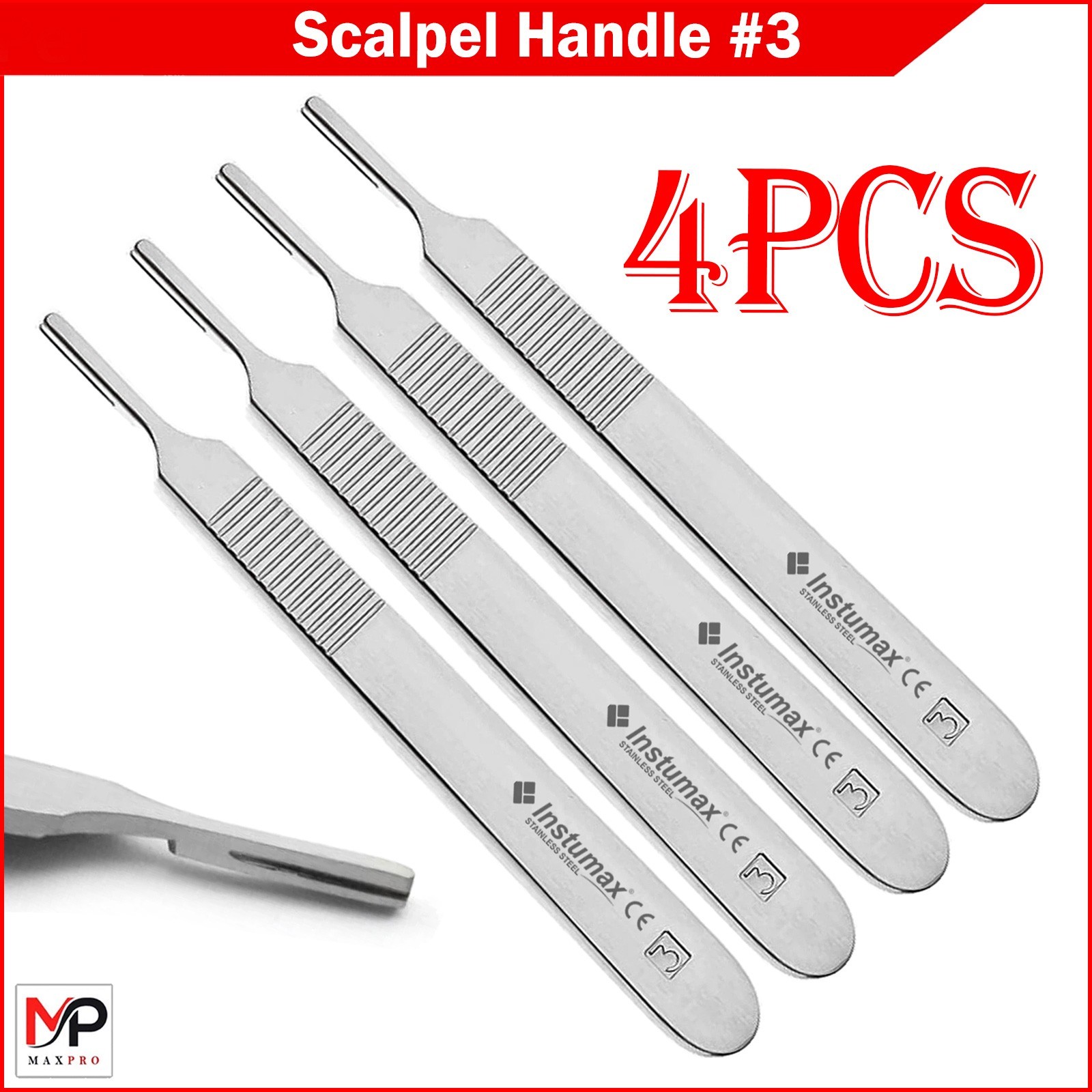 Dental Surgical BP handle Scalpel Handle #3 Medical Dental blade holder 4PCS SET