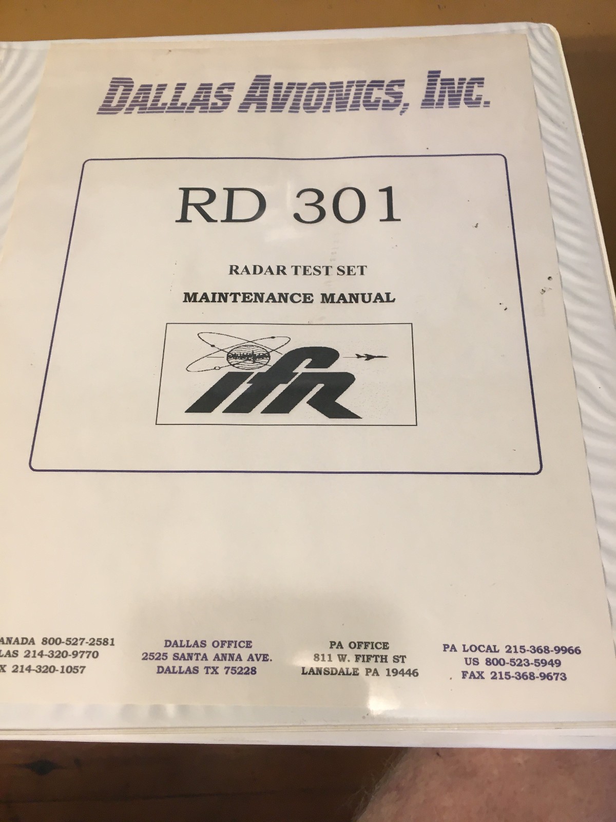 RD-301 Radar Test Set Maintenance Manual