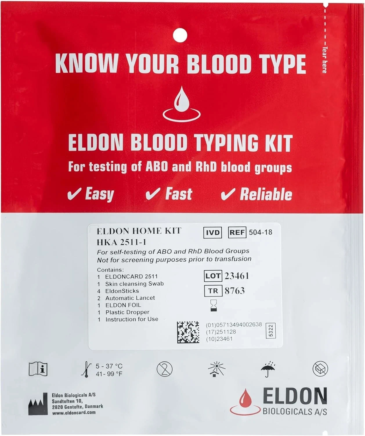 Eldon card INC Blood Type Test (Complete KIT) - Find Out if You are A, B, O,...