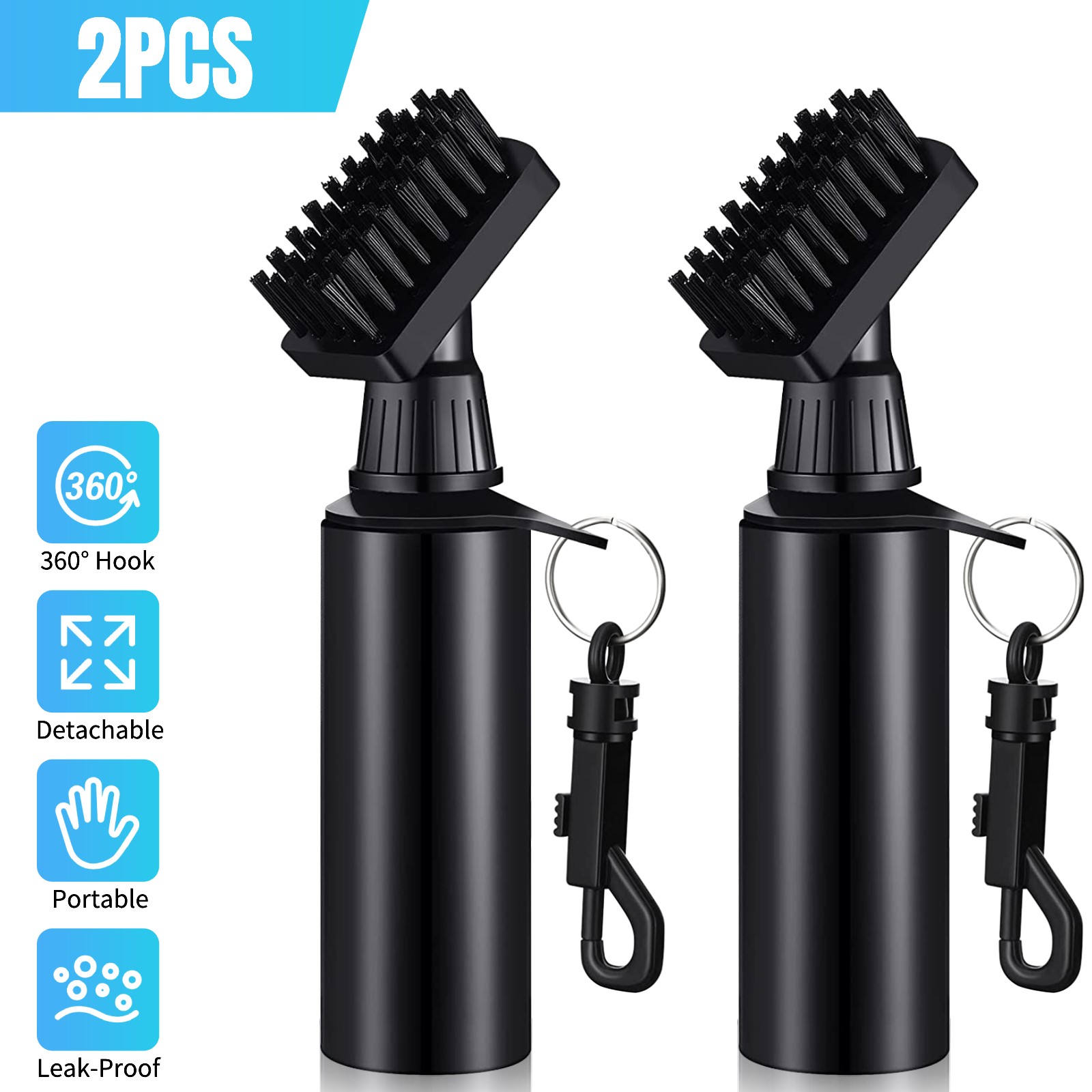 2X Golf Club Brush Tool Kit Groove Cleaner Cleaning Tool With Spray Water Bottle