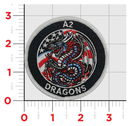 MARINE CORPS VMU-3 DRAGONS A2 EMBROIDERED PATCH WITH HOOK & LOOP