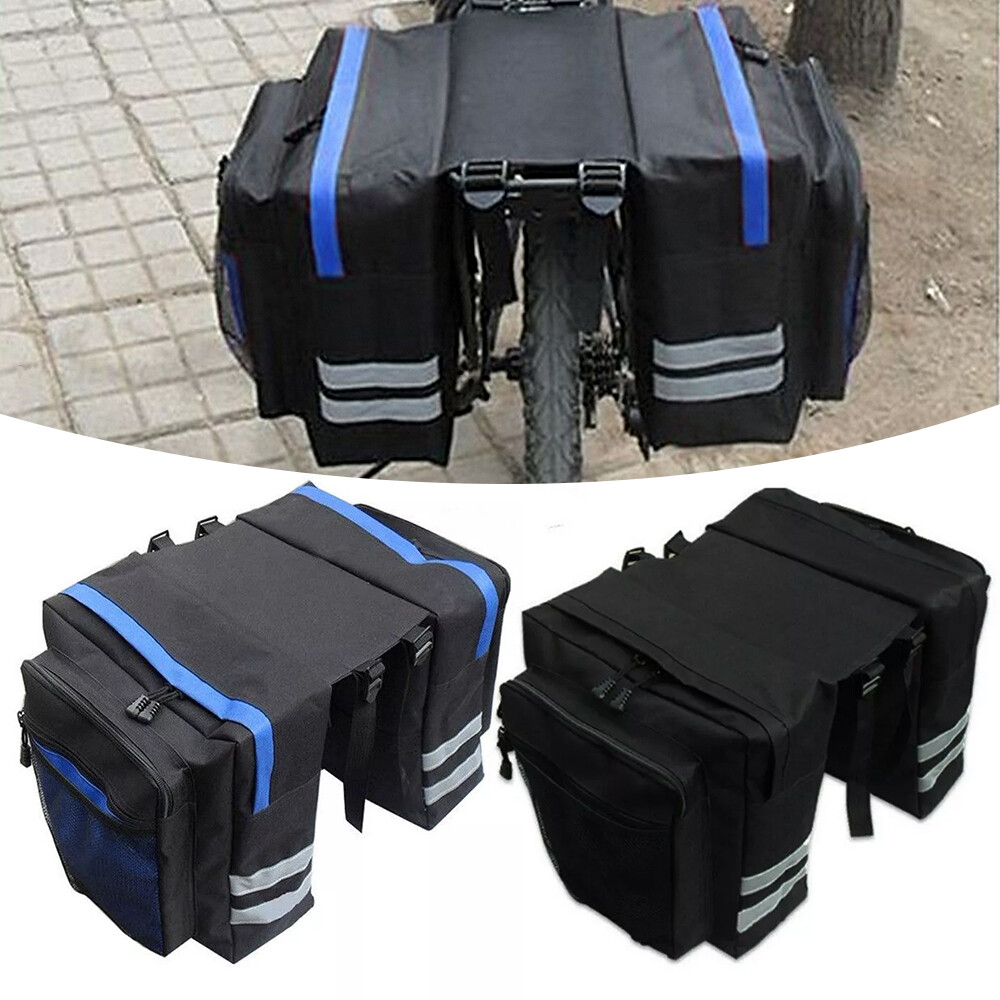 12.4" Bike Pannier Bags Rear Rack Bike Trunk Bag Luggage Back Seat Double Side