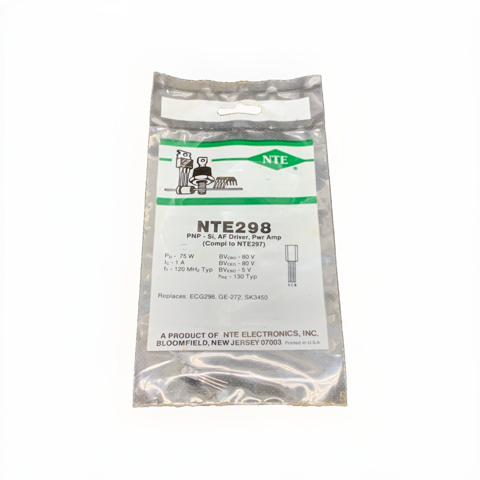 NTE298 PNP - Si, AF Driver, Power Amplifier ECG298 GE-272 SK3450