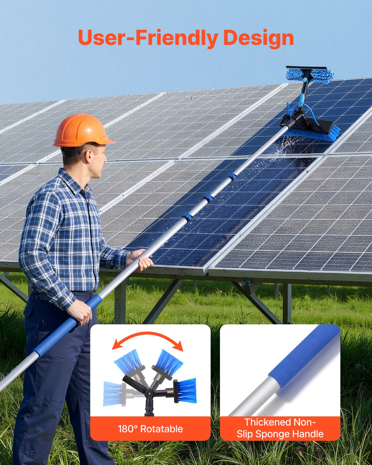 VEVOR Solar Panel Cleaning Kit Water Fed Pole Kit 20 ft Brush Soap Dispenser