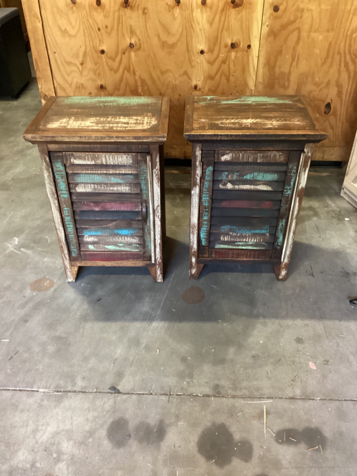 The Rustic Mile Furniture Store Cabana Set of Night Tables 28.5H x 15.5D x 19.5L