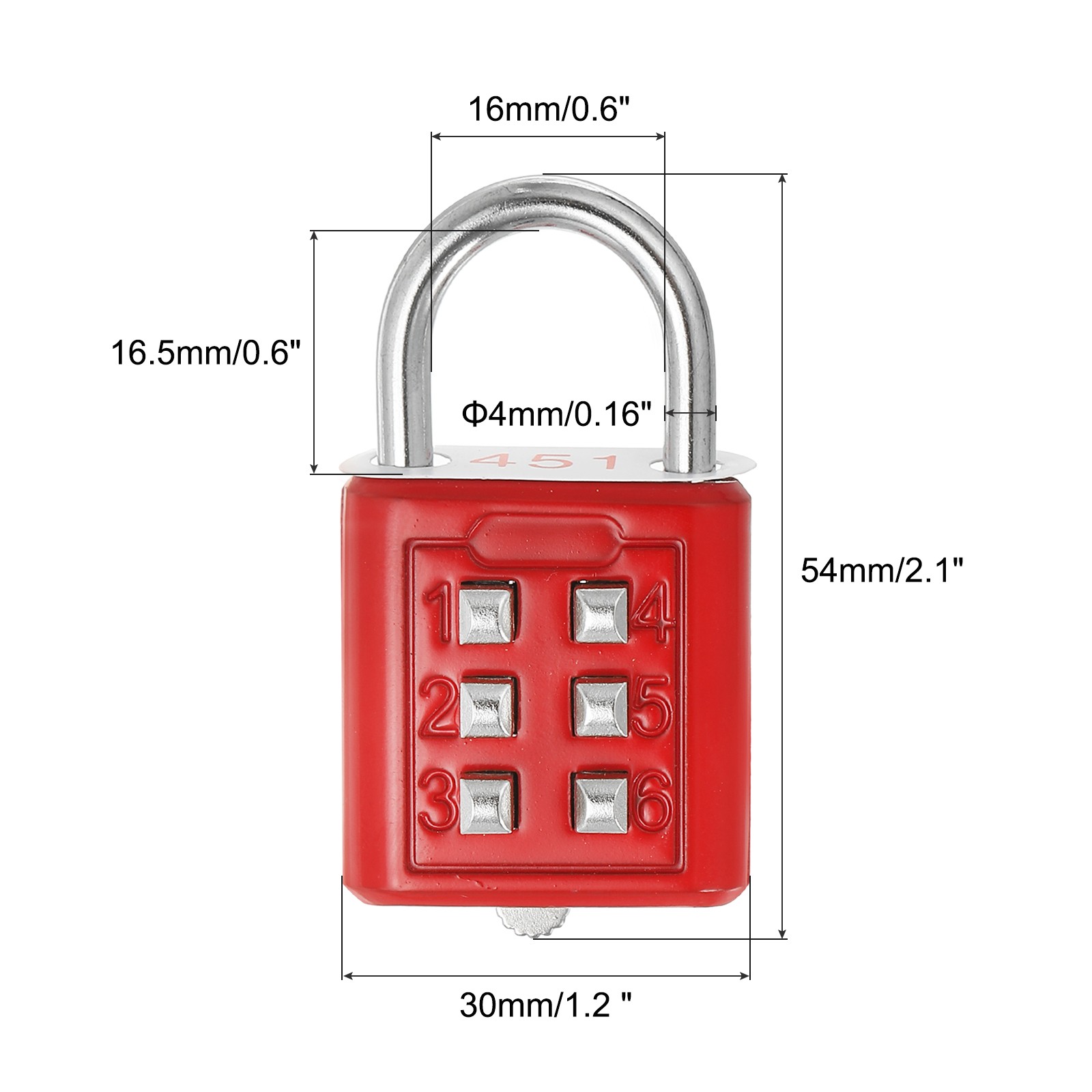 6 Digit Button Combination Padlock 2pack 3 Digit Locking Mechanism Lock Red