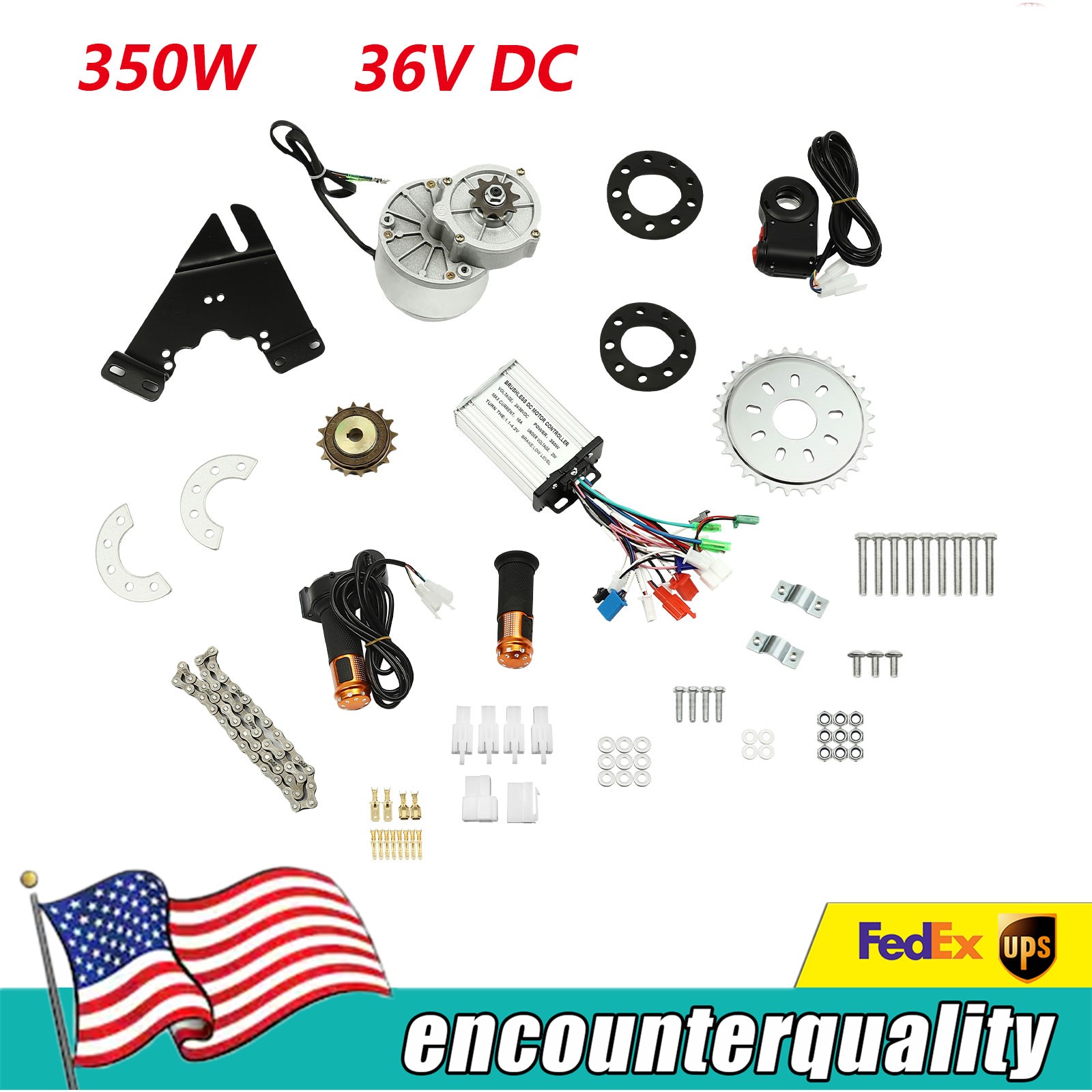350W 36V DC Digital Electric Bicycle Brushless Motor Kit E-Bike Conversion Set