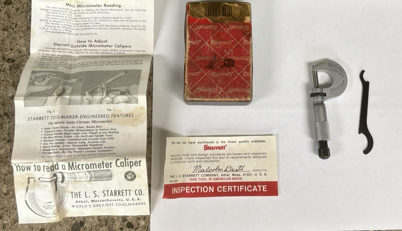 Vintage Starrett No.232 Micrometer USA
