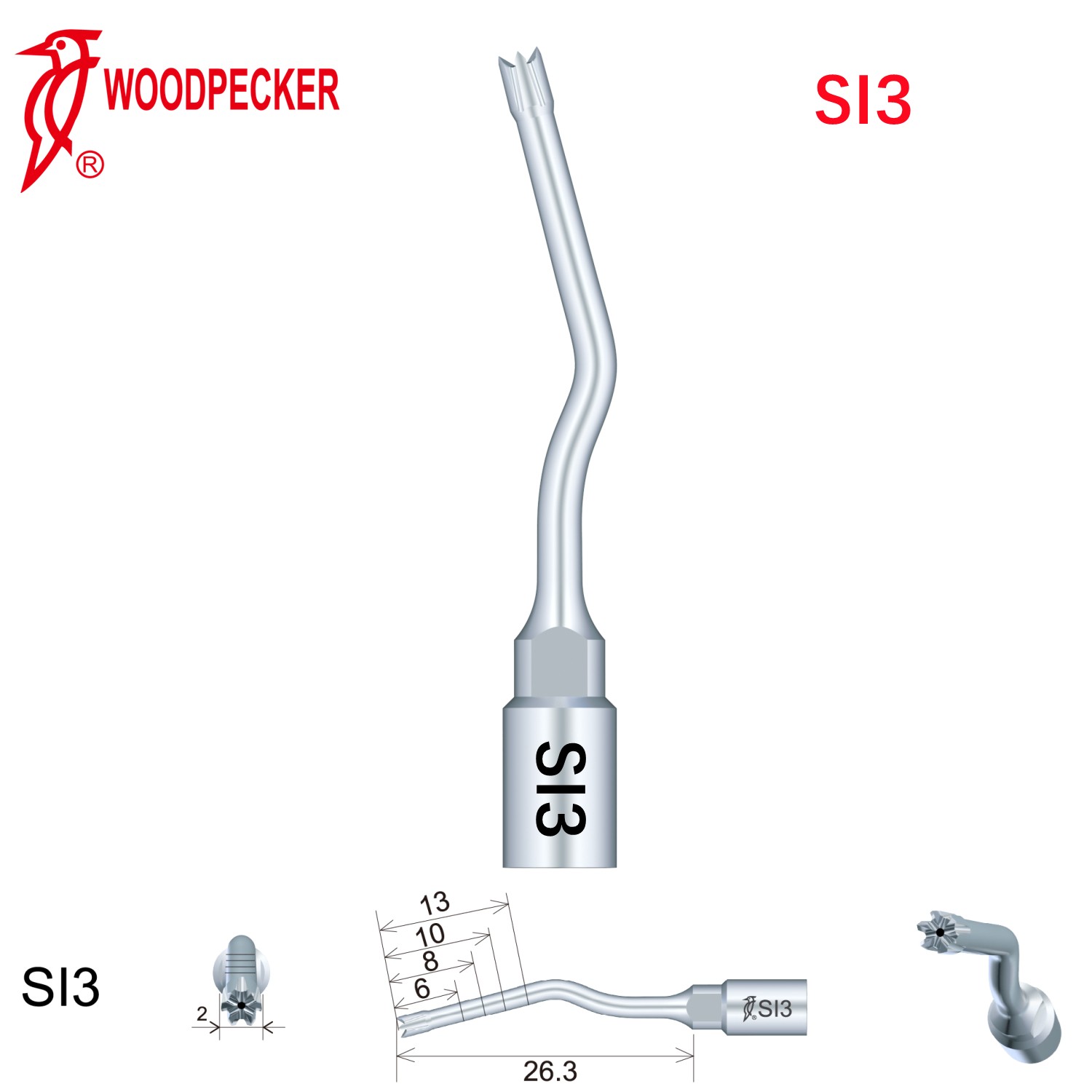 Woodpecker Dental Perio Bone Surgery Tips SI3 for Surgic Smart  & AI Surgery