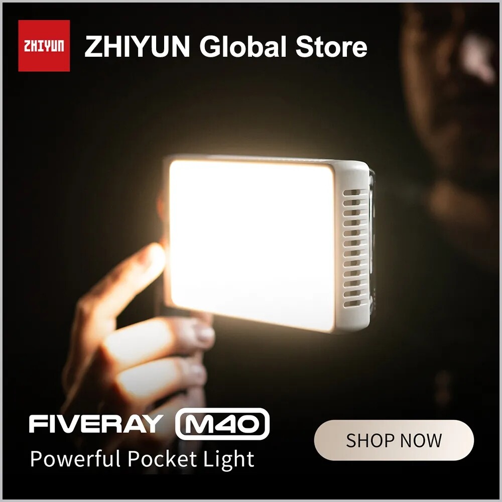 Zhiyun FIVERAY M40 40W Mini LED Video Light Handheld Pocket Light 14000Lux CRI96
