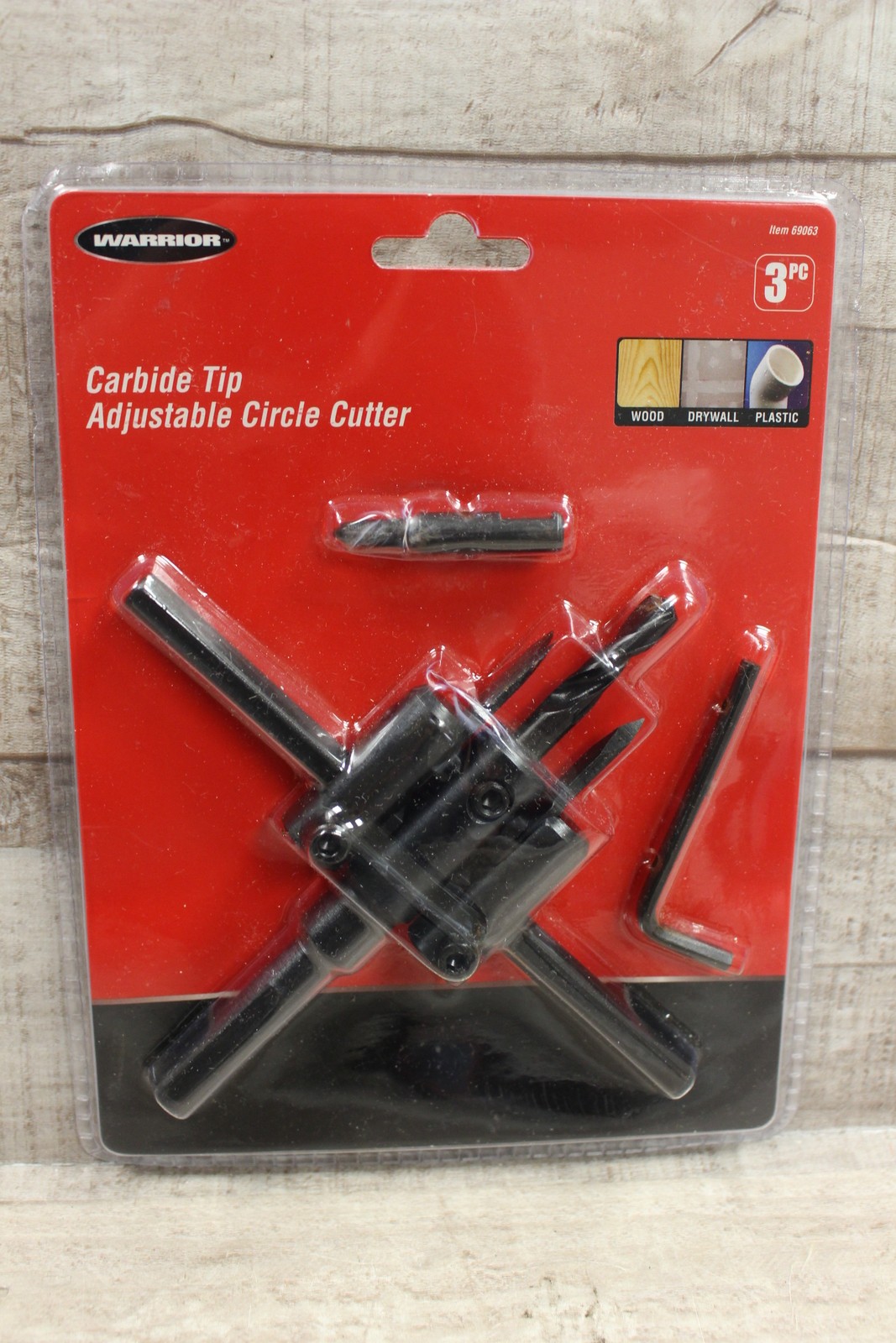 Warrior Carbide Tip Adjustable Circle Cutter 3-Piece Set -New