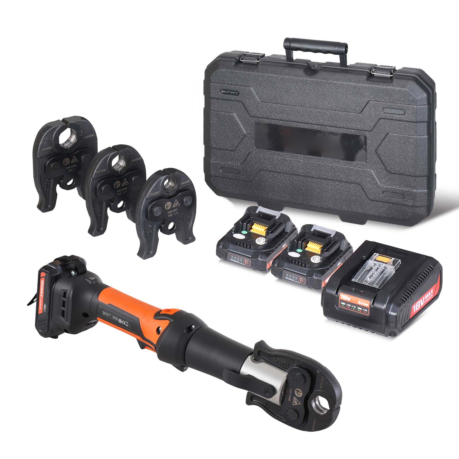 Uimoso VEVOR Pro Press Tool Pipe Crimping Kit Press Tool Battery Kit 1/2" 3/4"