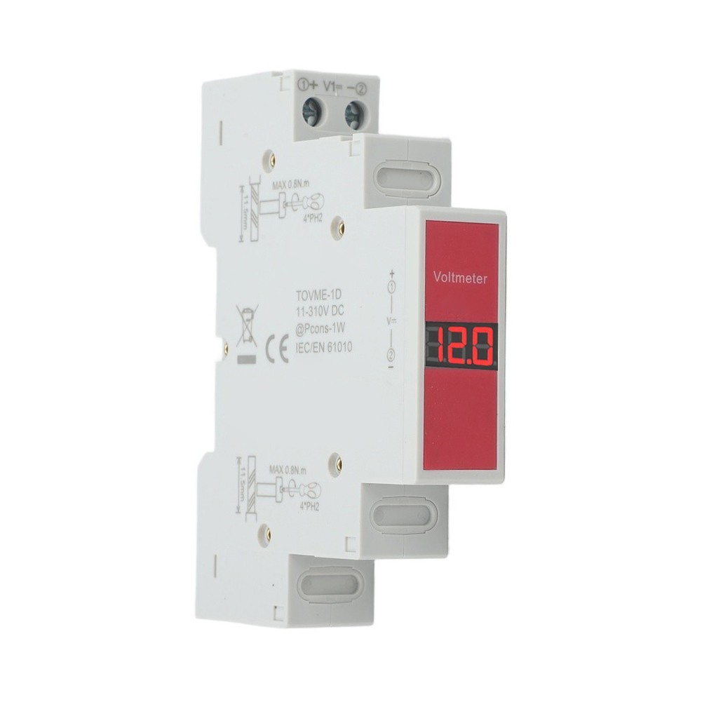 LED Display Voltage Meter for Din Rail Installation Supporting 11 310V DC Range