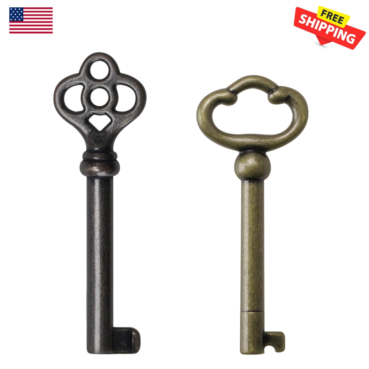 Universal Antique Brass Skeleton Keys - Ideal for Restoring Vintage Furniture