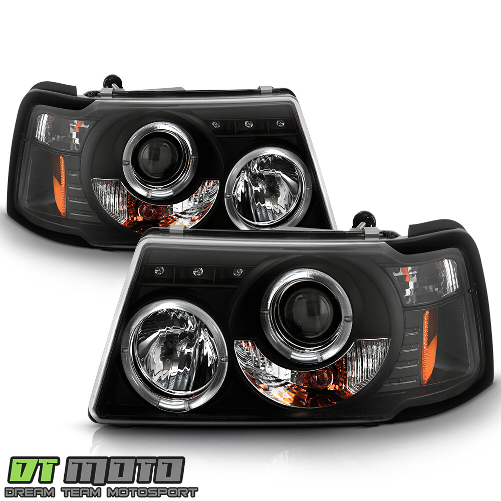 Blk 2001-2011 Ford Ranger LED Halo Projector Headlights w/Built In Corner Lamps