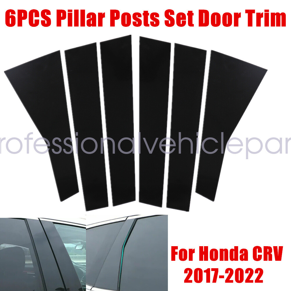 Black pillar posts set door trim piano cover kit for Honda cr-v crv 2017-2022