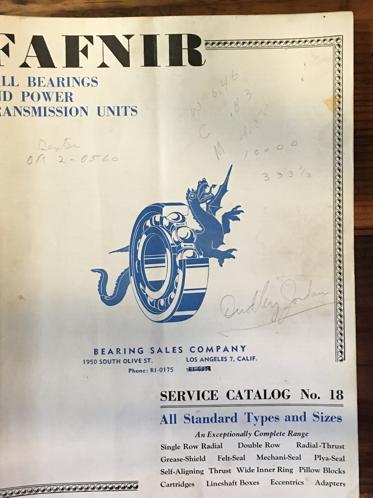 Fafnir Ball Bearings / Transmission Units 26 pg. Dealer Catalog *Orig*