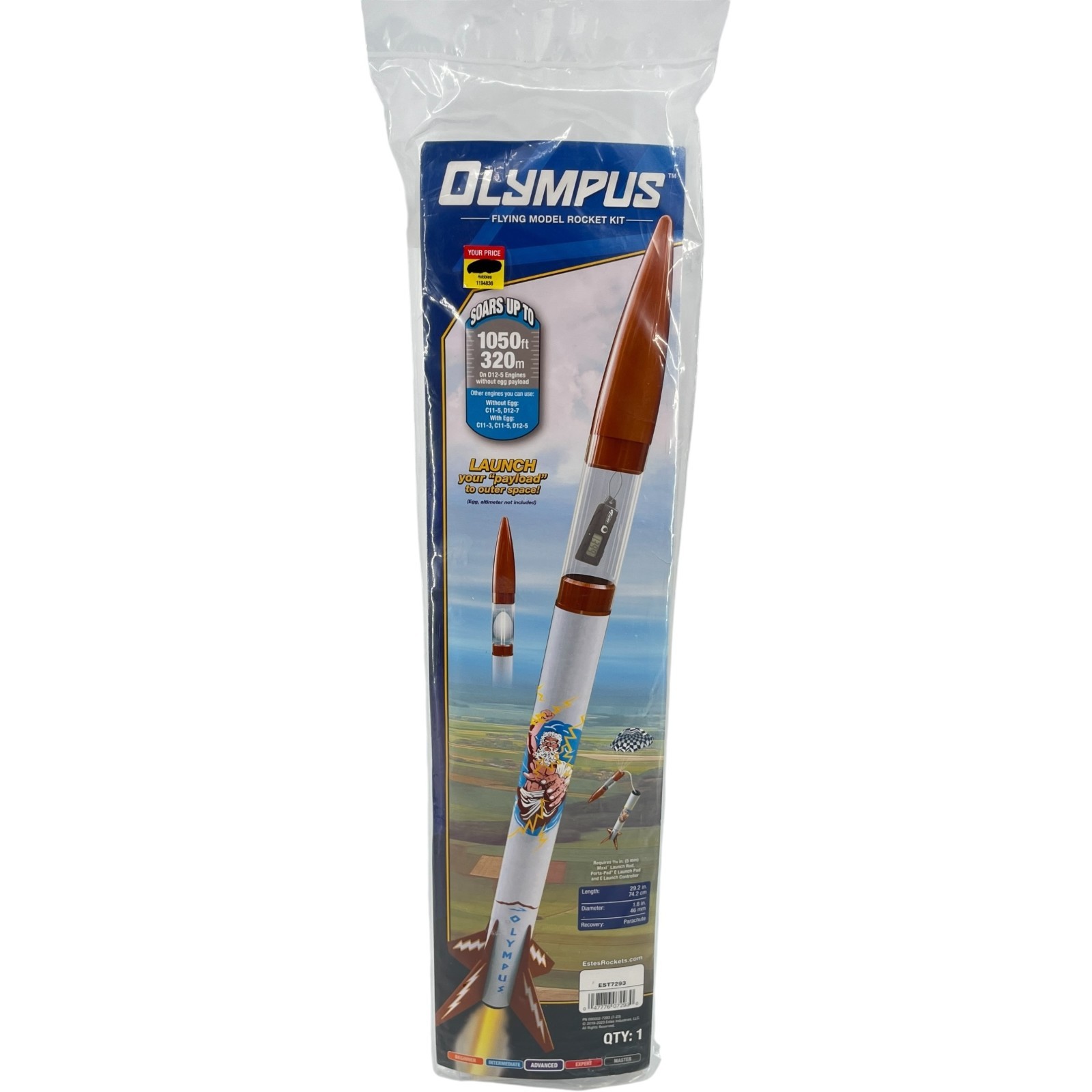 Estes Olympus Flying Model Rocket #7293 Large 29”