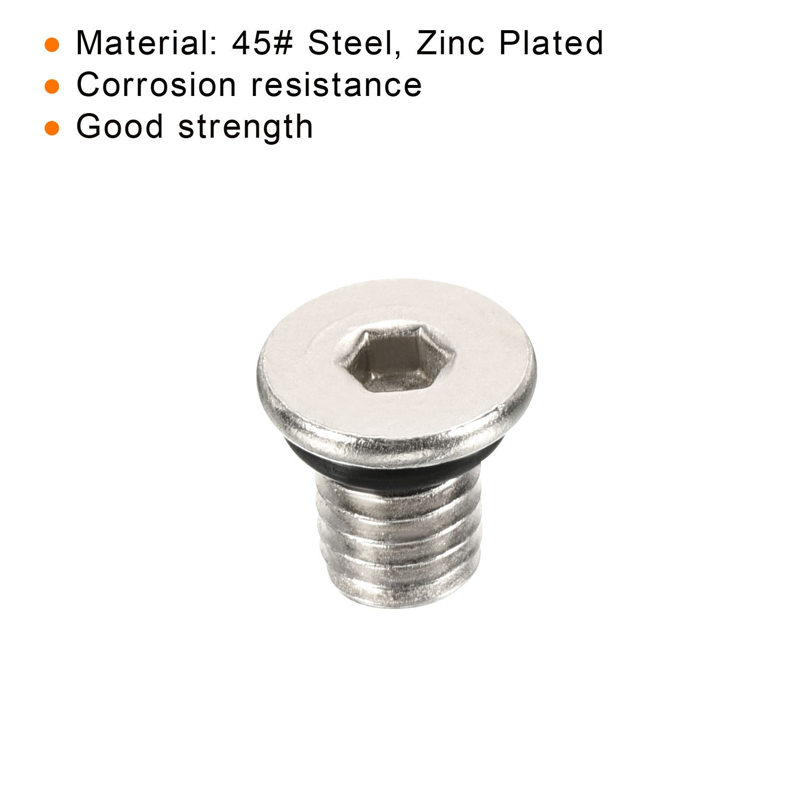 2Pack M6*1 Hex Head Pipe Fitting Plug Male Thread 45# Steel Plug