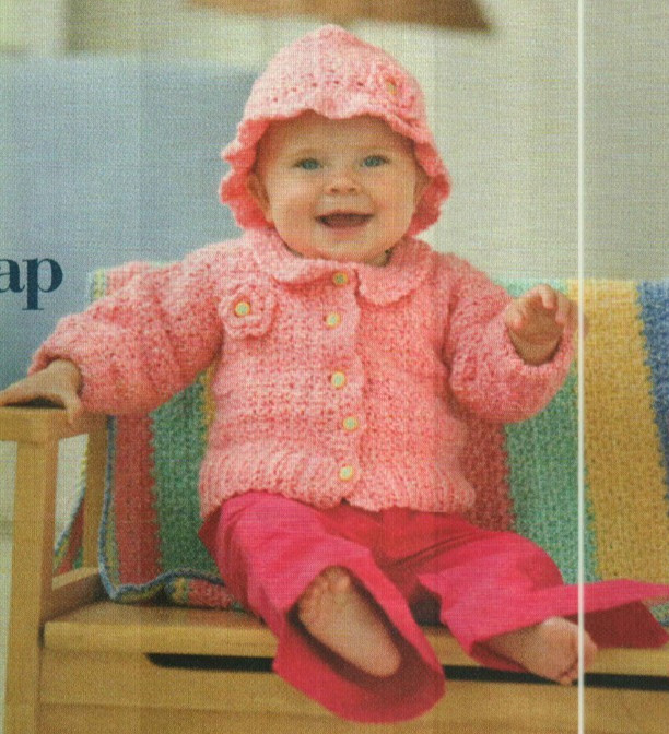 GIRL'S CARDIGAN & CAP 3 BABY SIZES CROCHET PATTERN INSTRUCTIONS