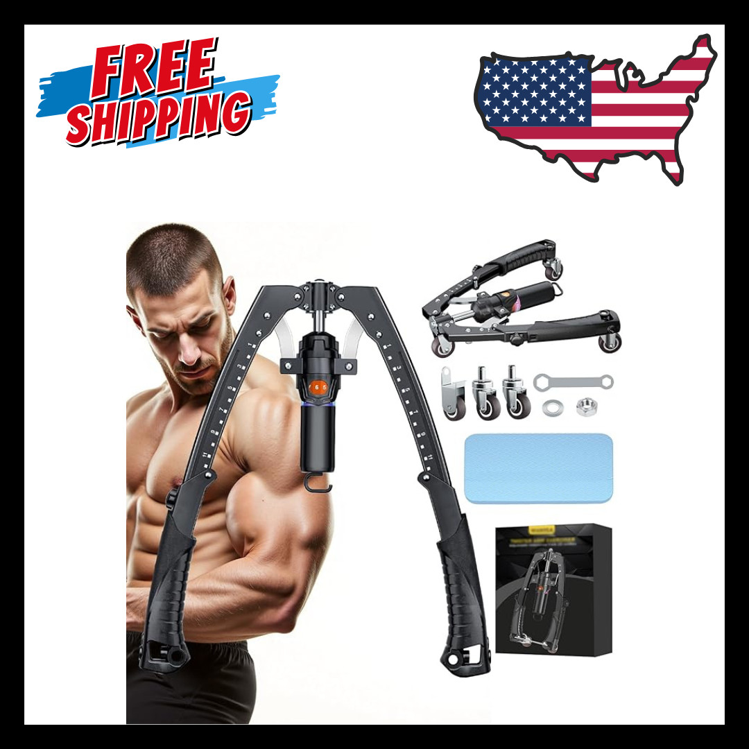 3-in-1 Hydraulic Arm Trainer with Ab Roller, 22-440lbs Adjustable Strength
