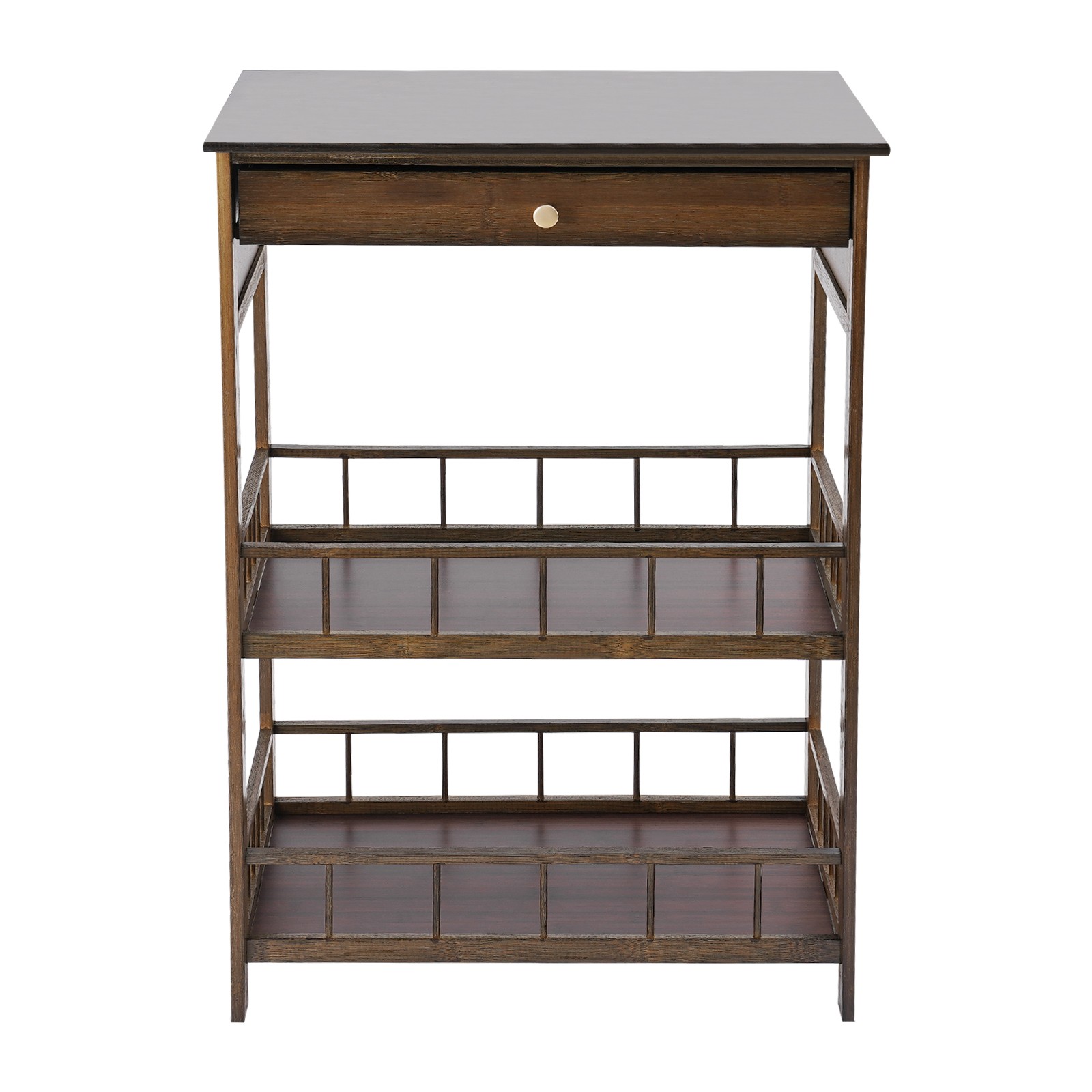 3 Tiers Side Table Side Table with Storage Drawer Bamboo End Table Tea Table