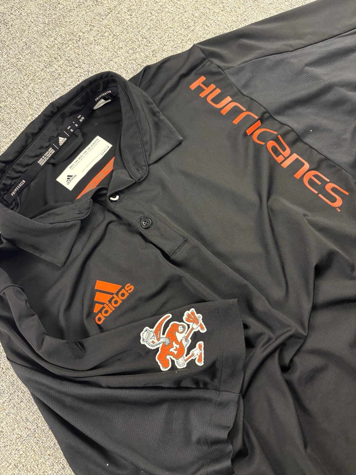 Miami Hurricanes adidas Aeroready Performance Polo Men's XL Black Athletic Golf