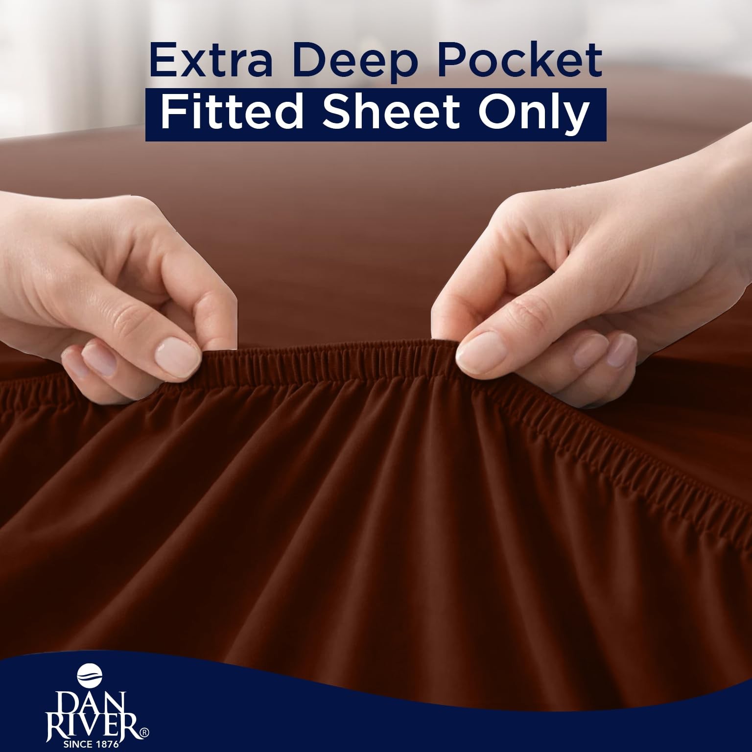 100% Cotton Jersey Fitted Sheet, Full, Brown, 16 Inch Deep Pockets, Ultra Sof...